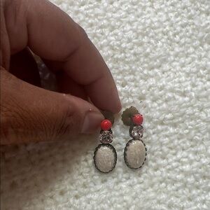 EUC Sorrelli Elegant Red and White Stone Earrings